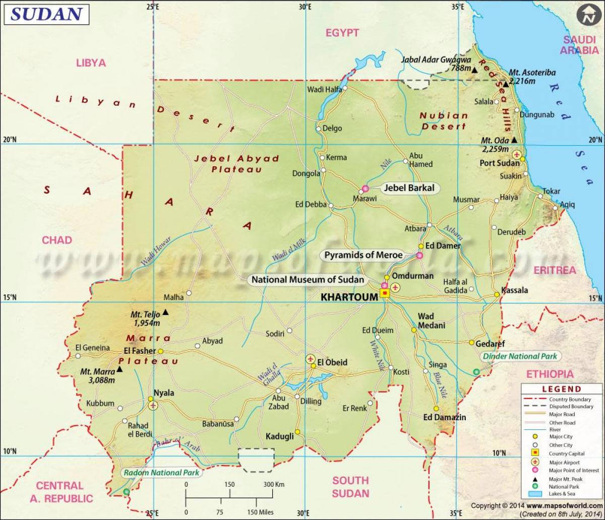 خريطة السودان المدن