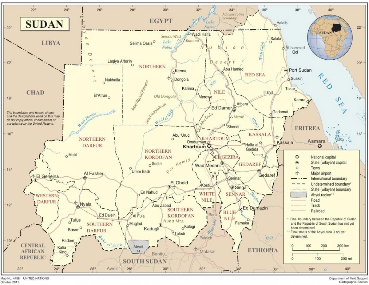 خريطة السودان الدول